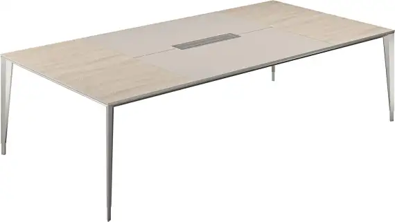 NZ-0104.YN.GS.AL / Стол конференц домино вдоль 2800х1400х725 ясень навара, мк алюминий / цвет: ясень наварра, центр серый амень, мк алюминийй