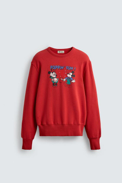 ZARA HARRY LAMBERT X DISNEY ТОЛСТОВКА С ПРИНТОМ, КРАСНЫЙ