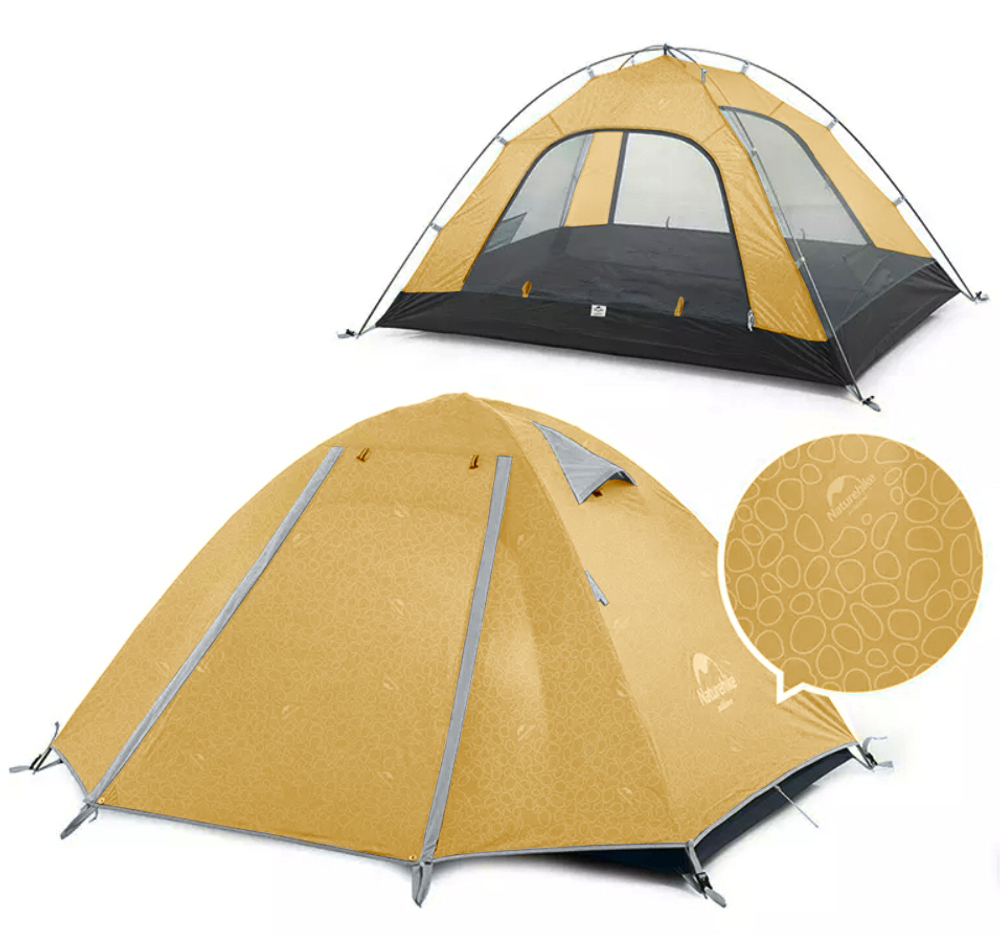 Палатка Naturehike P-Series 4-местная, алюминиевый каркас, желтая