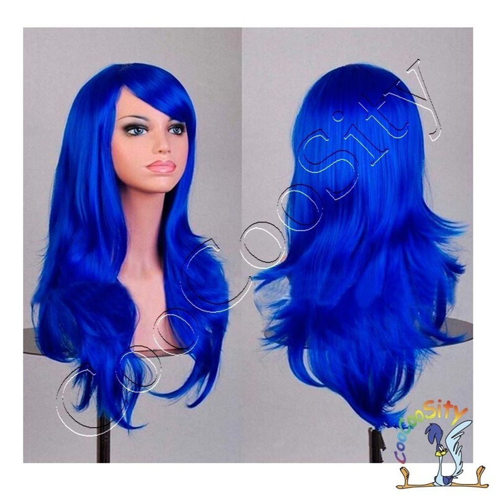 парик Анимэ, темно-синий, искусственный волос