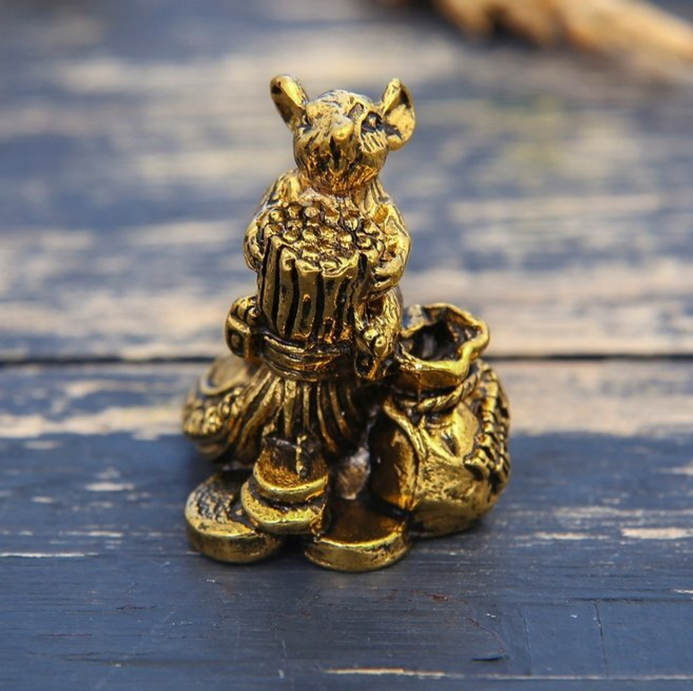 Фигурка мышка "Наметаю деньги", золото, 2,6 х 3,3 см