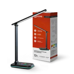 Светильник настольный светодиодный PLUS ССО-20Ч 12Вт 6500К 640Лм RGB-подсветка, сенсор, с адаптером ЧЕРНЫЙ IN HOME