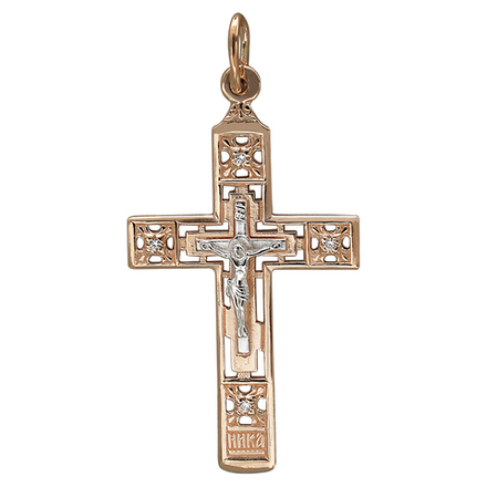 Крест с фианитом из красного золота 585 пробы JA-CR-1Р110871