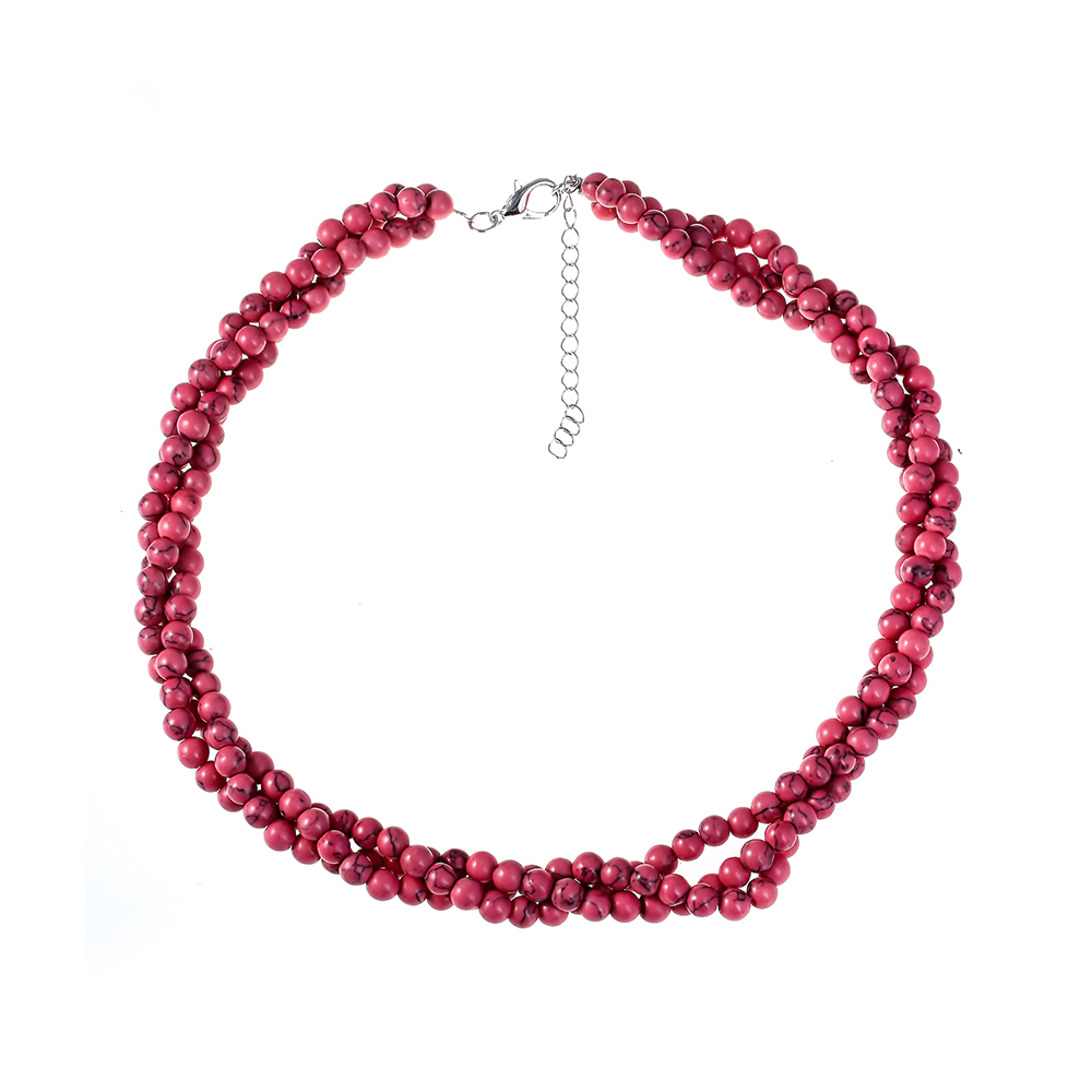Бусы Агат, шар 0,6 см, три нити (Коса), цвет розовый, 55 см
