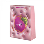 Пакет подарочный бумажный Alingar, (L+) 26х32х10 см, вертикальный, "Яркие фрукты", матов. ламинация, тиснение голография, эффект 3D, ассорти