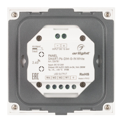Панель SMART-P6-DIM-G-IN White (12-24V, 4x3A, Sens, 2.4G) (Arlight, IP20 Пластик, 5 лет) 034781