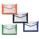 Папка-конверт на кнопке Alingar, A4, 250х330х75 мм, горизонтальная, 450 мкм, карман для визитки, ассорти, прозрачная