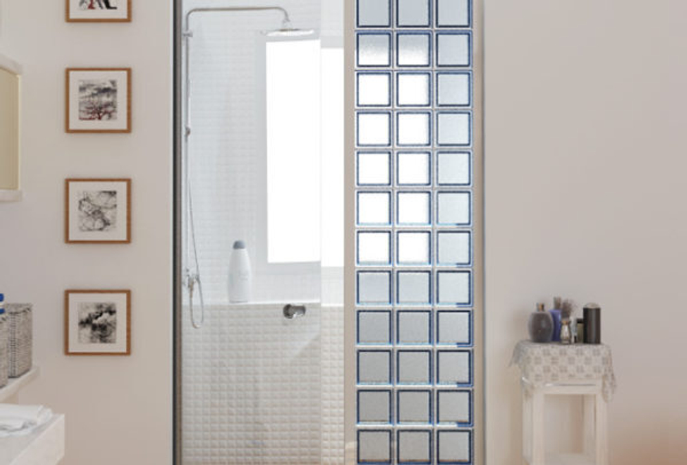 Стеклоблок синий Mini Classic 14.6x14.6x8 см.