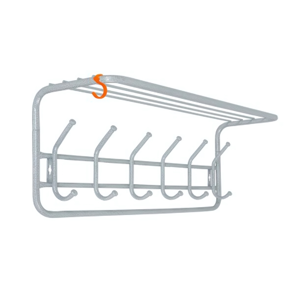 Вешалка с полкой 80см 6 крючков белая