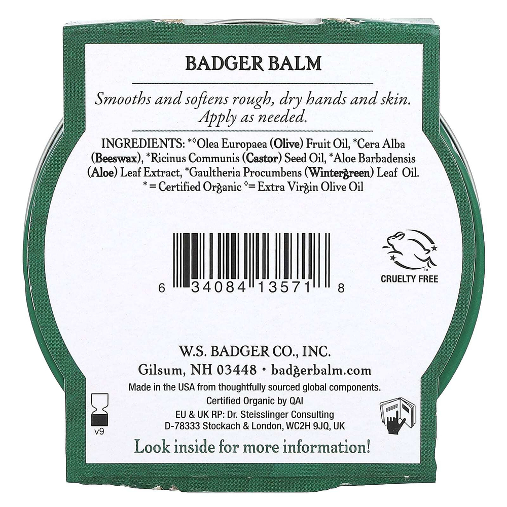 Badger, Сертифицированный органический барсучий бальзам для трудолюбивых рук, 56 г (2 унции)