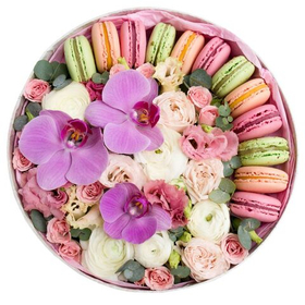 Упаковка "Шайба" принт розы с окном д 16 высота 7см