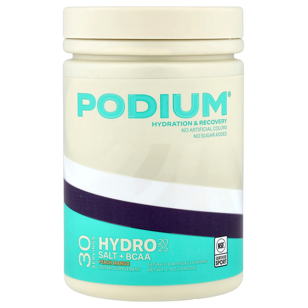 Podium Nutrition, Hydro & Salt 2025 + BCAA, со вкусом персика и манго, 414 г (14,6 унции)