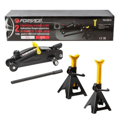 Домкрат подкатной гидравлический с комплектом стоек механических 2т+резиновая накладка(h min 130мм,h max 330мм) Forsage F-TH12074