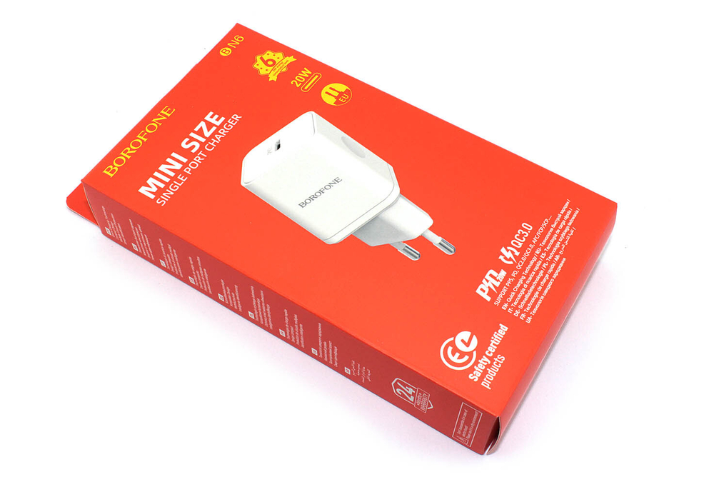 Блок питания (сетевой адаптер) BOROFONE BN6 Field 1xUSB-C PD20W 3A, белый