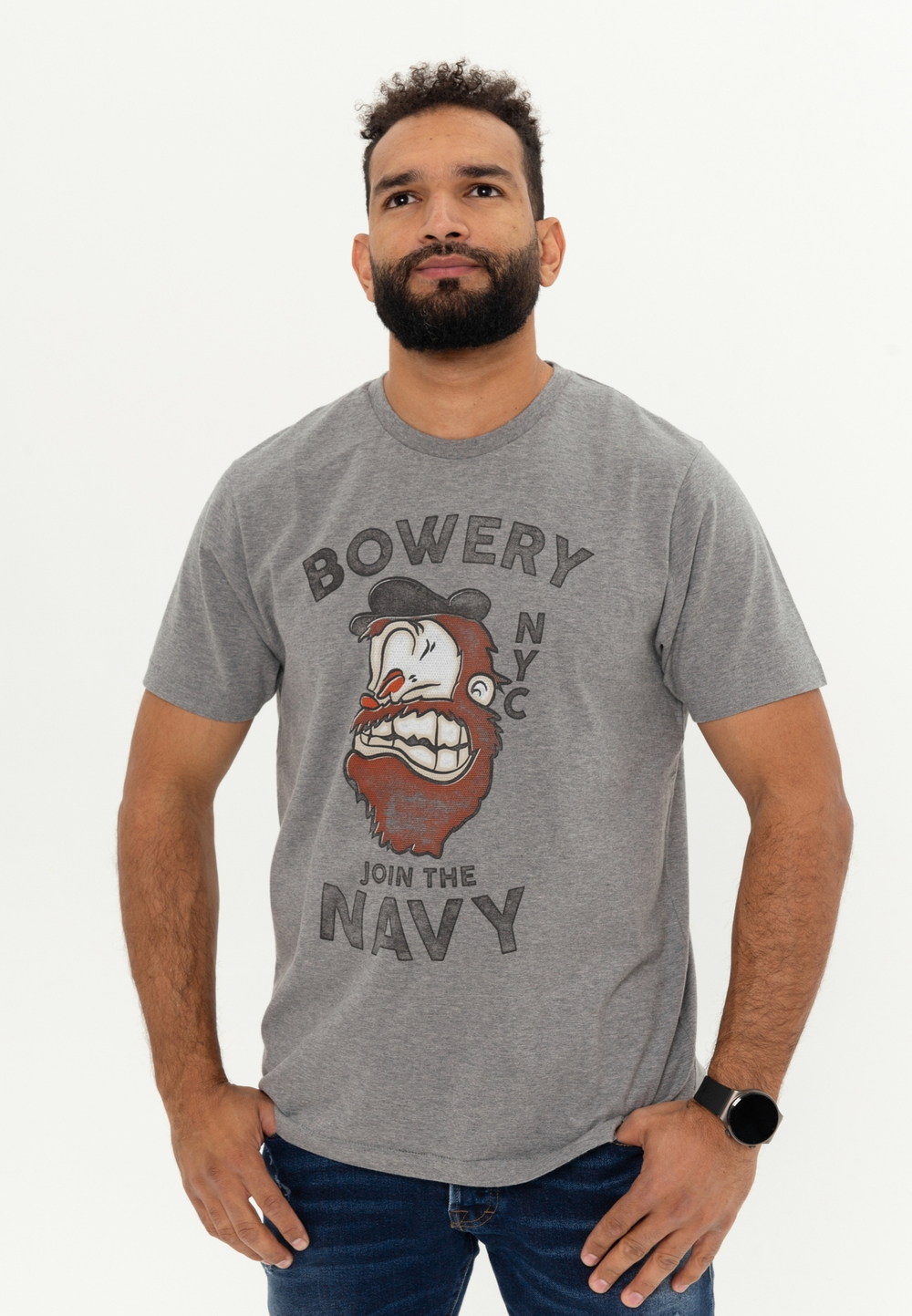 Футболка Bowery NYC "Join The Navy" Vintage Grey Melange