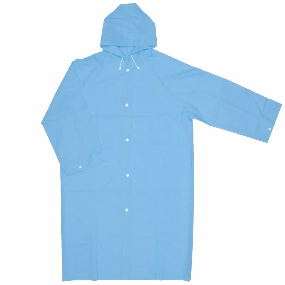 Дождевик-плащ 110 Мкрн 115*65см «Macarons» с капюшоном и завязками, на кнопках, голубой ДоброСад