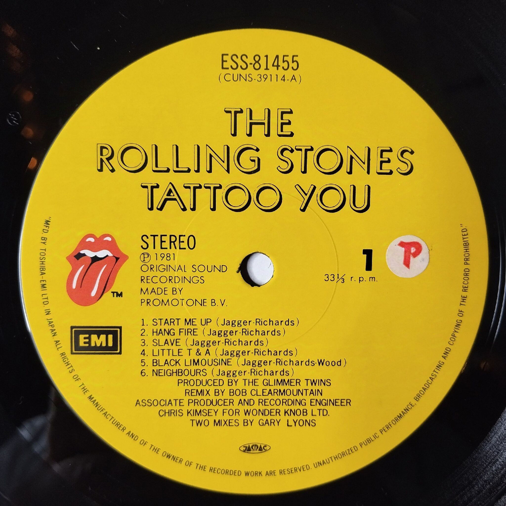 Винтажная виниловая пластинка LP The Rolling Stones Tattoo You (Japan 1981) (No Obi)