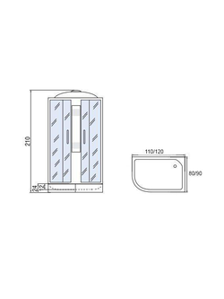 Душевая кабира  МОНОМАХ 10000005826 120/80/24 МЗ R, 1200х800х2100, асимметричная