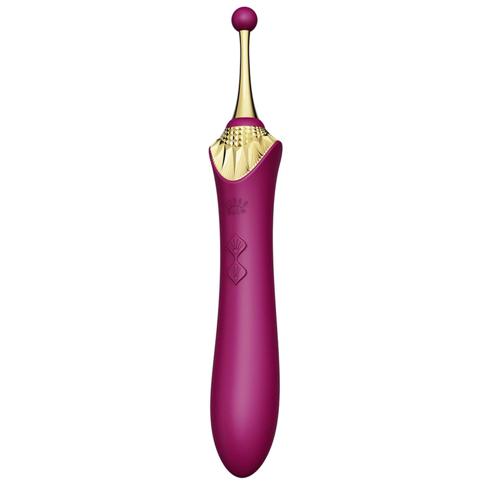 Фиолетовый клиторальный вибростимулятор 21,9см с насадками Zalo Bess Clitoral Massager Velvet Purple