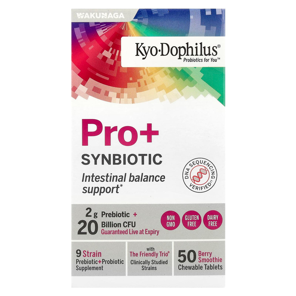 Kyolic, Kyo-Dophilus® Pro + Synbiotic, ягодный смузи, 50 жевательных таблеток