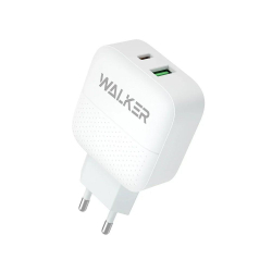 Быстрое сетевое зарядное устройство 18W, Quick Charge 3.0, Power Delivery с разъемом USB и Type-C, WALKER WH-37