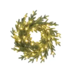 Рождественский венок Графский 60 см., литая хвоя, 60 теп.белых ламп., ЕлкиТорг (52108)