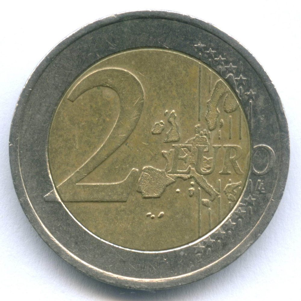 2 евро 2002 год. Австрия. Регулярный выпуск. Тип 1. Биметалл VF