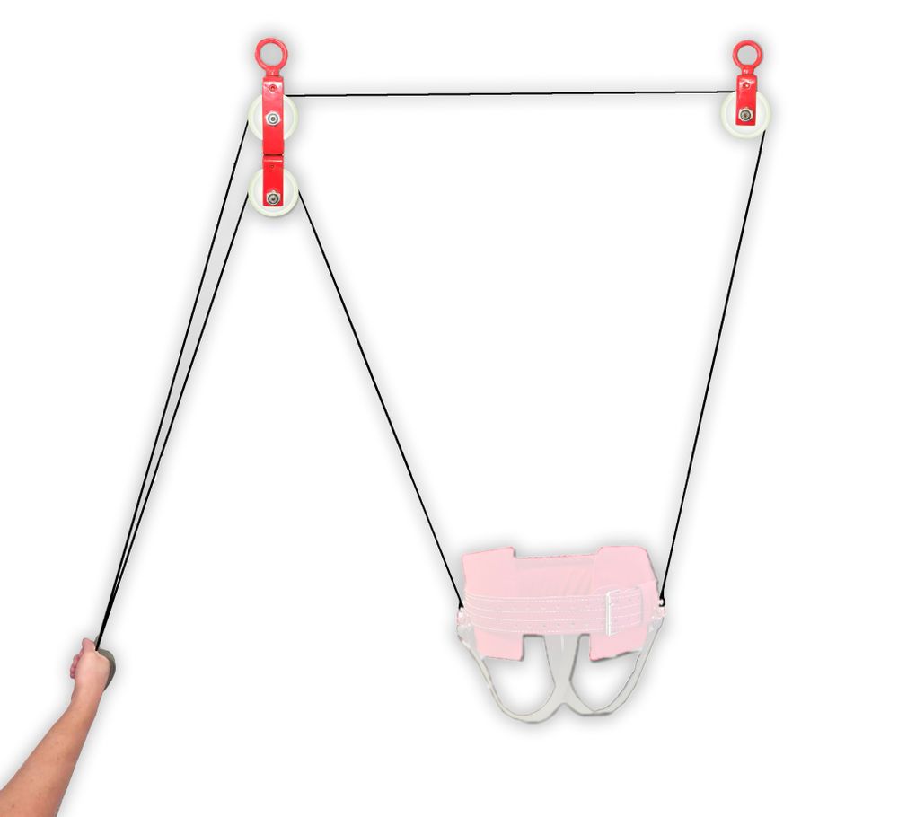 Страховочная система потолочная - Комплект специальных блоков, карабинов, фалов, "дёргалок"