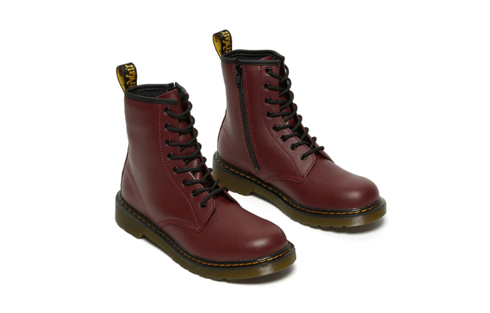 Big boy Dr.Martens/Dr. Martin Youth 1460 British Casual Style Mid-tube casual Martin Boots Cherry Red