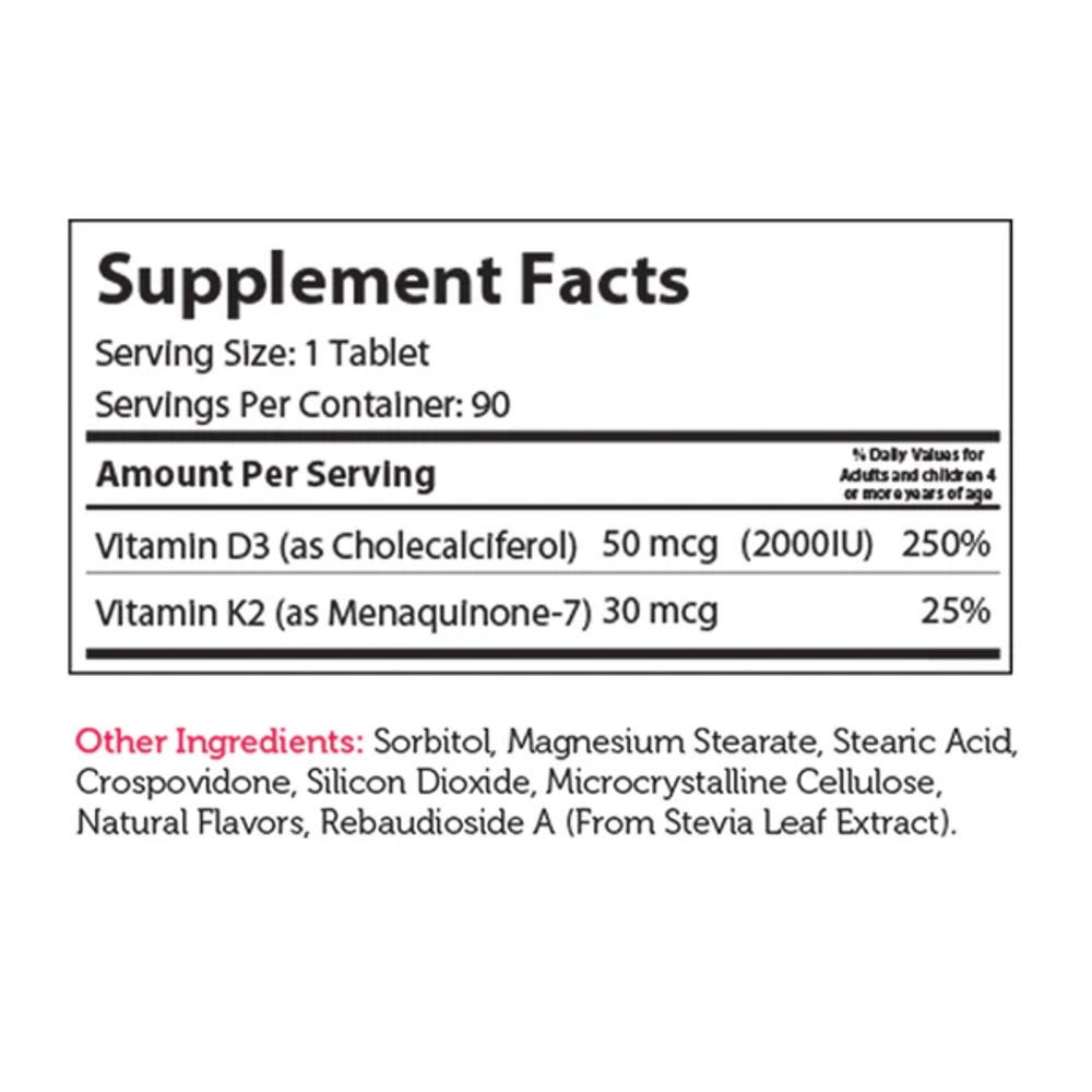 Junior D3 & K2 90 chewable tablets Zahler