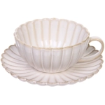 Чайная пара «Верона» (кружка 230мл, блюдце) ромашка бежевая
