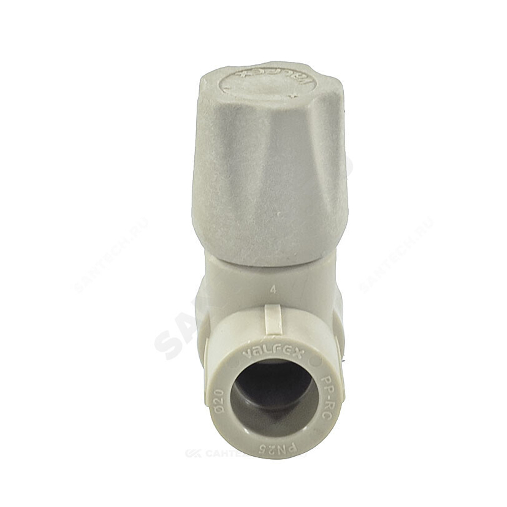 Клапан (вентиль) PP-R запорный серый Дн 20х1/2" Ру25 НР прямой для радиатора VALFEX 1014620012Г