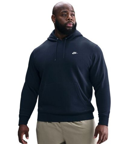 Куртка теннисная Nike Club Fleece Pullover - obsidian/obsidian/white