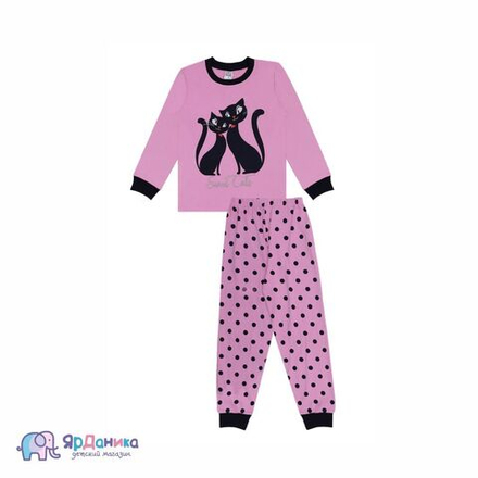 Пижама Bonito розовая "Черные кошки"