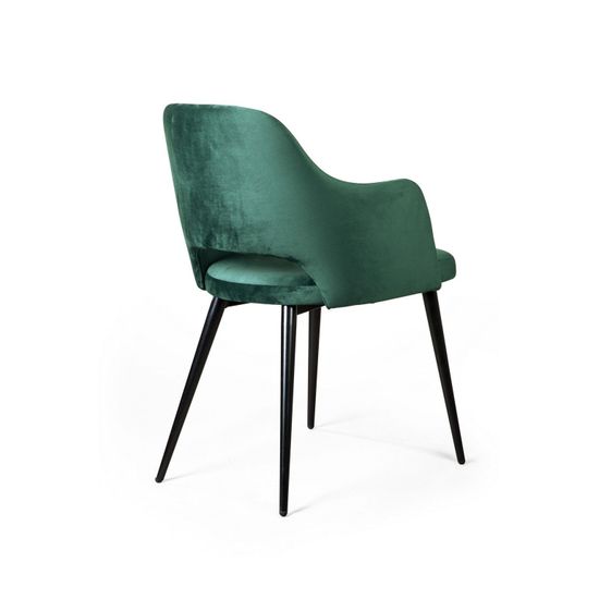 Стул William с подлокотниками, бархат зелёный 19/ черный конус