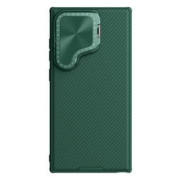 Чехол зеленого цвета (Deep Green) от Nillkin для Samsung Galaxy S24 Ultra с металлической откидной крышкой и поддержкой магнитной беспроводной зарядки MagSafe, серия CamShield Prop Magnetic