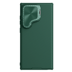Чехол зеленого цвета (Deep Green) от Nillkin для Samsung Galaxy S24 Ultra с металлической откидной крышкой и поддержкой магнитной беспроводной зарядки MagSafe, серия CamShield Prop Magnetic