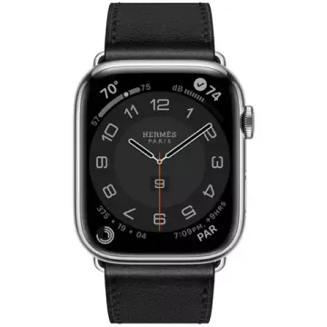 Apple Watch Hermès 45mm Silver Stainless Steel Case with Single Tour Deployment Buckle Noir