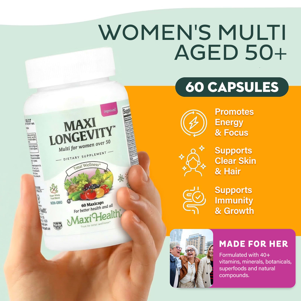 Maxi Health, Maxi Longevity ™, мультивитамины для женщин старше 50, 60 капсул