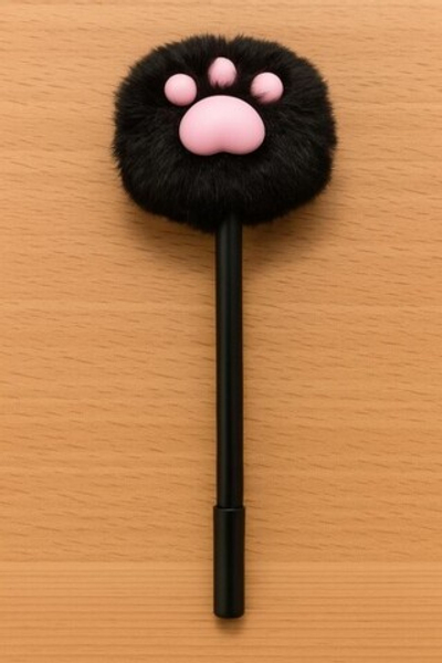 Ручка с помпоном "The foot", black