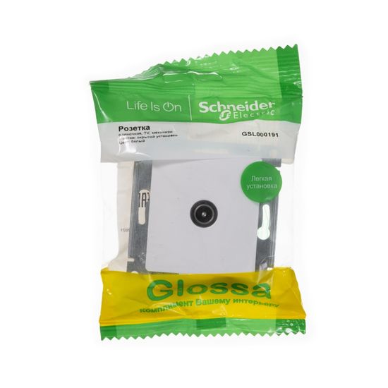 Розетка телевизионная оконечная TV 1-м СП Glossa 1дБ механизм бел. SE GSL000191