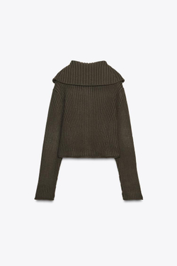 ZARA КАРДИГАН В РУБЧИК С ПУГОВИЦАМИ, ТЕМНЫЙ ХАКИ