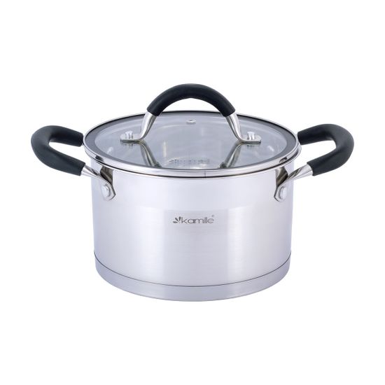 Набор кастрюль 6 предметов из нержавеющей стали Kamille KM 5752 (2,0 л; 2,7 л; 3,7 л) с силиконовыми вставками на ручках