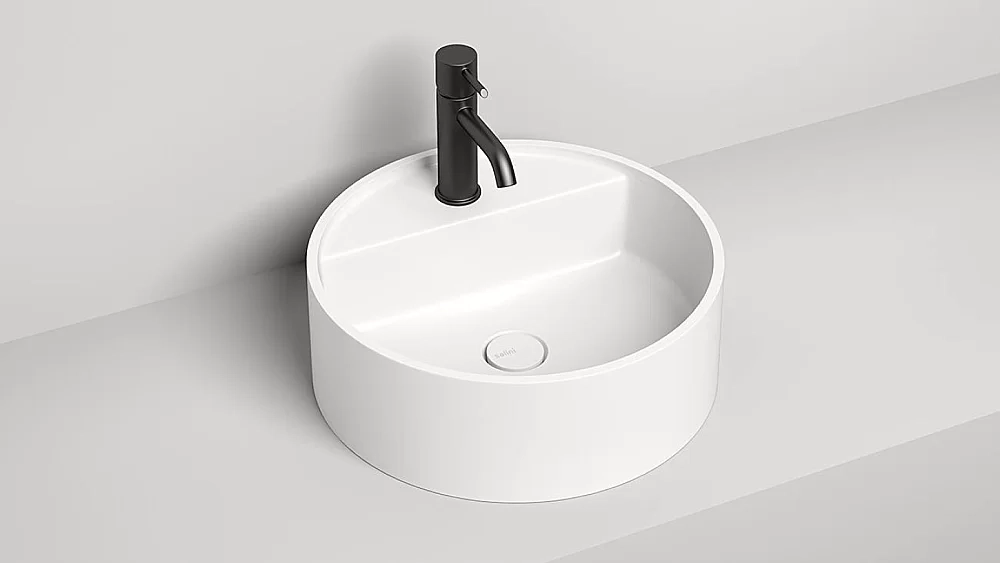 Раковина накладная Salini Armonia Top 02 130117G 45 из искусственного камня S-Sense, белая глянцевая