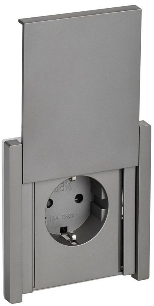 Розетка СП FORTE&amp;PIANO16А IP44 FP519 с заземл. защ. шторки с крышкой безвинт. крепл. сталь IEK FP-R16-16-1-44-K46