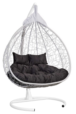 Подвесное двухместное кресло-кокон fisht белый + каркас -10%