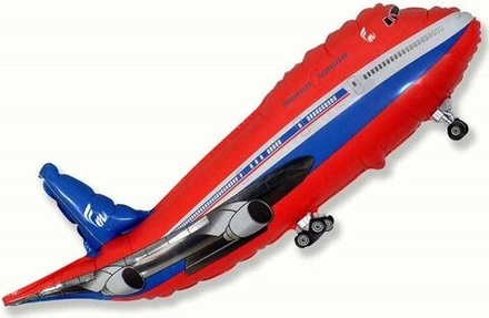 Шар (39''/99 см) Фигура, Самолет, Пассажирский лайнер, Красный