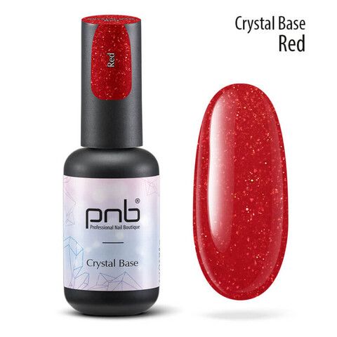 Crystal base Red PNB/Красный оттенок базы, светоотражающий с шиммерными частицами