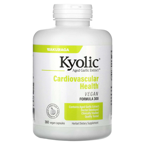 Kyolic, Aged Garlic Extract, выдержанный экстракт чеснока, здоровье сердечно-сосудистой системы, веганская формула 300, 360 веганских капсул (300 мг в 1 капсуле)