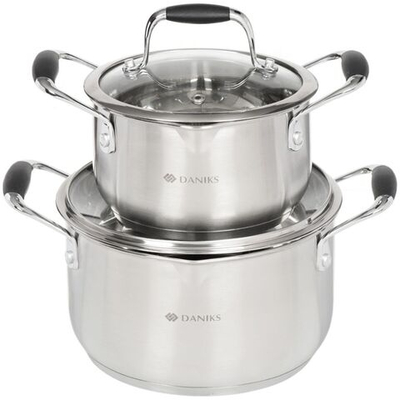 Набор посуды нерж, 4 пр, кастрюли 2,3.9 л, индукц, Daniks, Монако, SD-A88-4